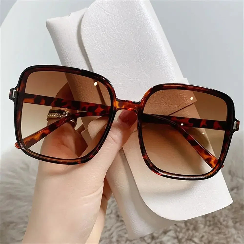 Leopard Square Oversized Sunglasses
